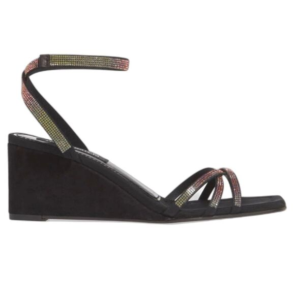Pedro Garcia Inna Crystal Wedge Sandal in Black Swarovski Crystals Size 6 - Picture 2 of 15